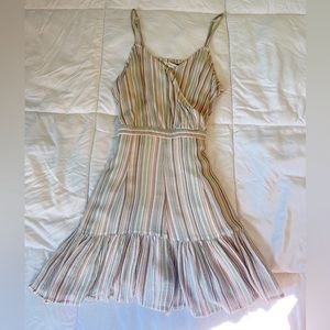 Pink, sage, and grey striped American Eagle romper